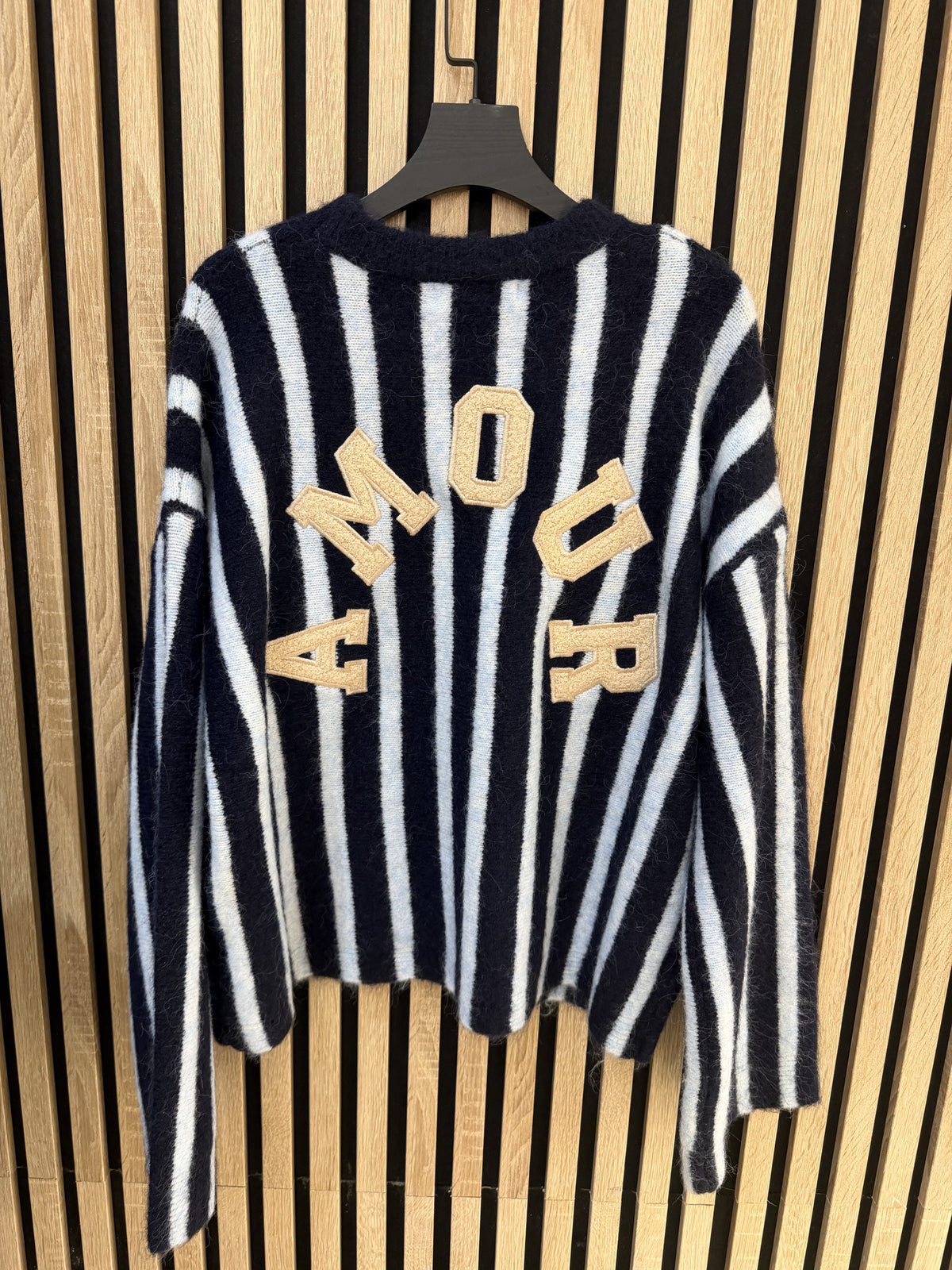 Pull maille rayé à message