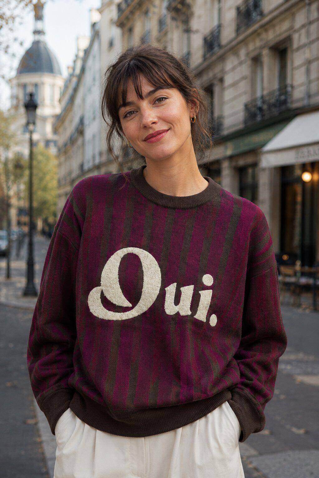 Pull maille rayé logo bouclette