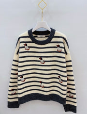 Pull marinière chien brodé