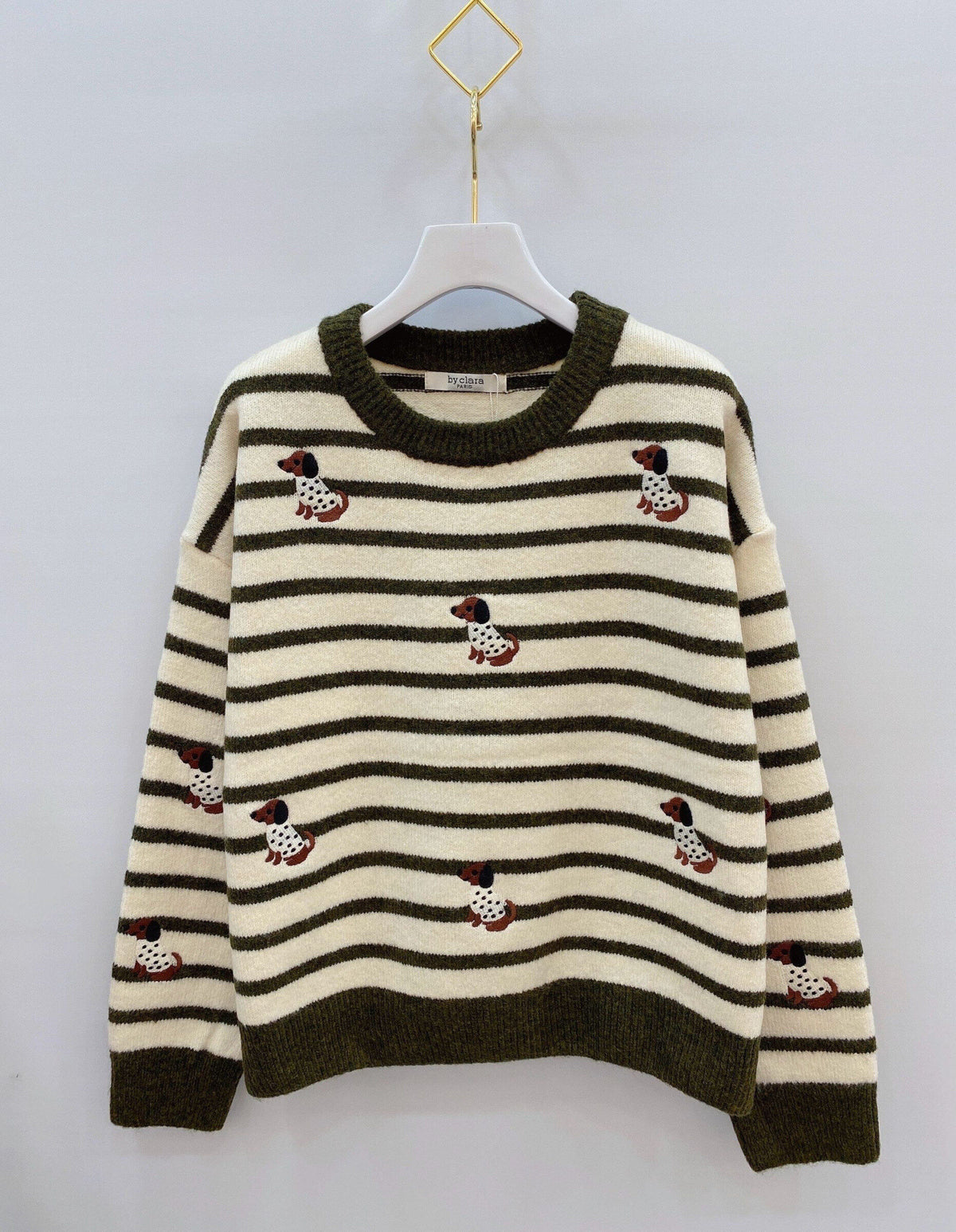 Pull marinière chien brodé