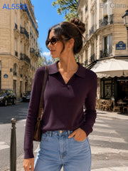 Pull polo maille côtelée