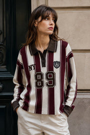 Pull polo maille rayé université