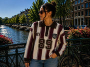 Pull polo maille rayé université