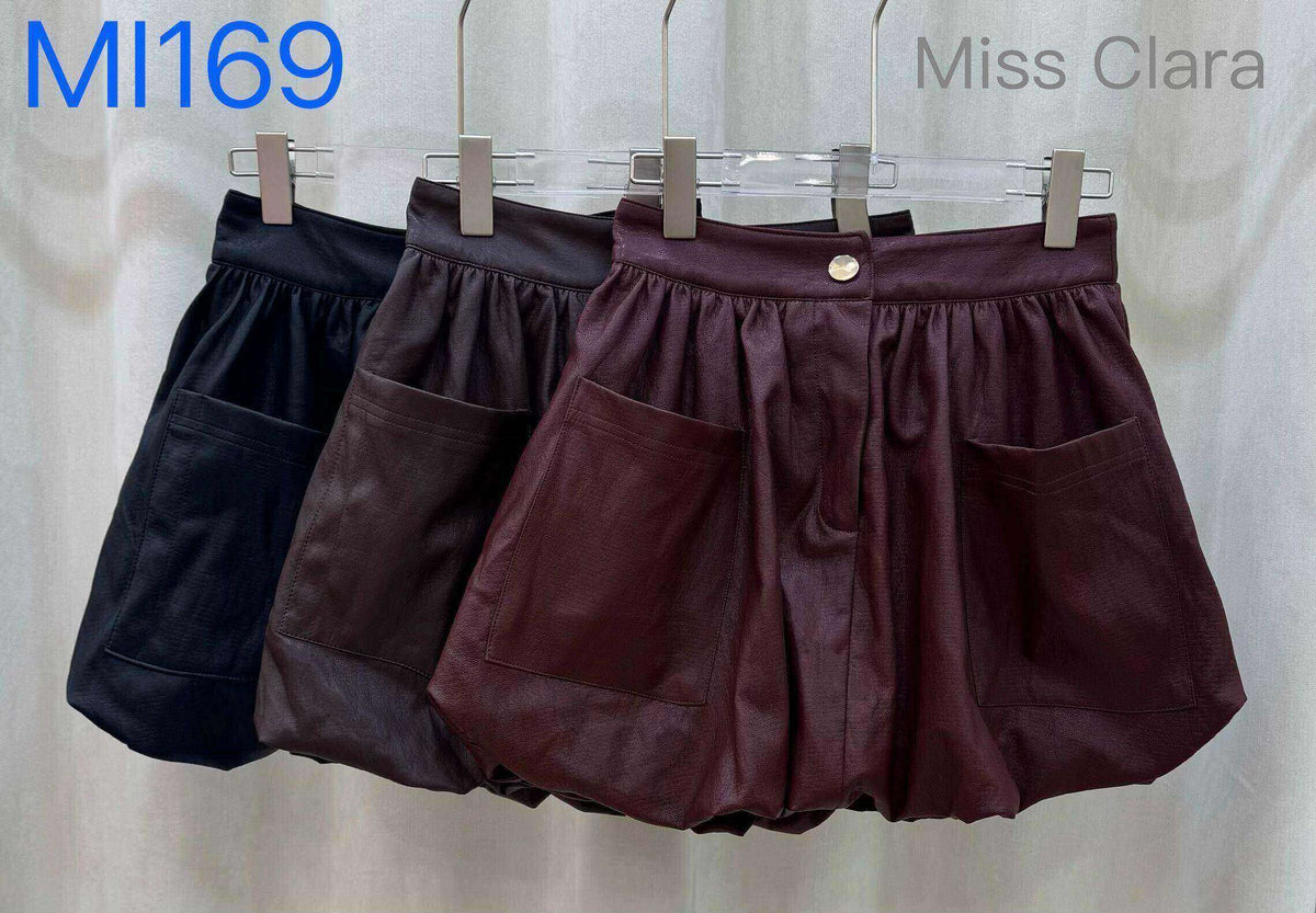 Short ballon effet cuir